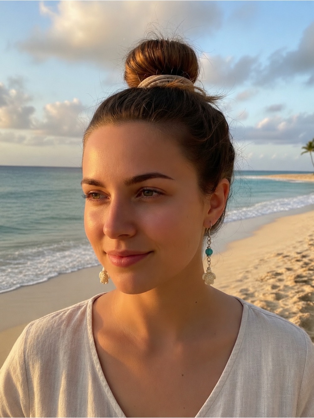 Elegant Sea Turtle Earrings with Teal Sea Glass Accents